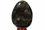 Septarian Dragon Egg Geode - Black Crystals #118741-1